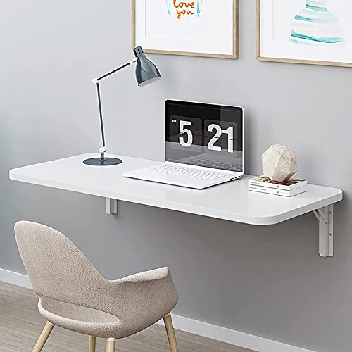 Bureau flottant rabattable pour petits espaces encombrés en bois blanc - 7