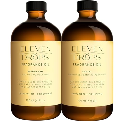 Santal + Bougie 540 Fragrance Oil Set – 4 oz Premium Scented Oils for Diffusers, Soap & Candle Making, Laundry, Room Sprays & More – USA Made, Vegan, Long Lasting, IFRA Compliant