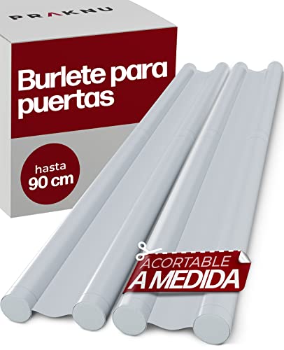 2 Burletes para Puertas de hasta 90 cm - Doble Aislamiento Anticorriente - Ahorro de Energía - Acortable a Medida - Fácil de Limpiar - Blanco