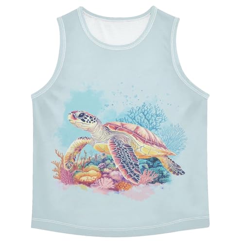 Sea Turtle Blue Boys Tank Tops Toddler Boys' Assorted Sleeveless Tank Tops for Sports,3T