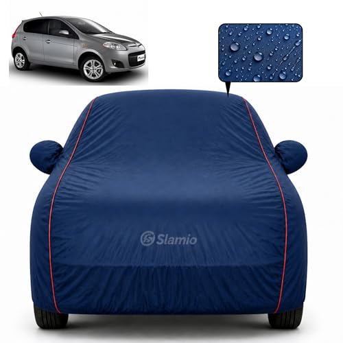 Image of Waterproof Car Cover for Fiat Palio | Heavy-Duty 3-Layer Car Body Cover | All-Weather Rain, UV, Sun & Dust Protection | Custom Fit with Mirror & Antenna Pockets | Navy Blue