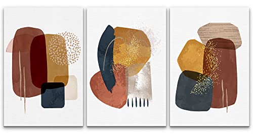 NWT Canvas Print Wall Art Set Mid-Century Boho Pastel Polygons Abstract Shapes Illustrations Modern Art Stylish Decorative Nordic Boho Chic for Living Room, Bedroom, Office - 16"x24" x 3