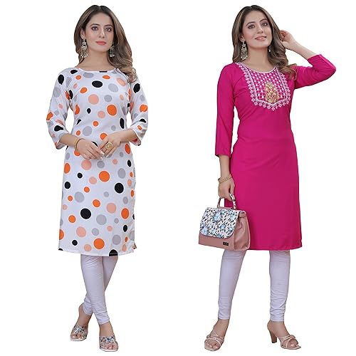Image of Women's Multicolor Exclusive Crepe Kurta||Pack of 2 Kurta||Kurta for Women