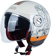 Open Face Motorcycle Helmet for Adults, DOT Approved,Moped 3/4 Half Vespa Vintage Helmet with Dua...