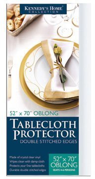Kennedy Home Collections OBLong Vinyl Tablecloth Protector with Double Stitched Edsges - 52"x70"