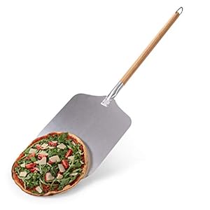 Blumtal Pizzaschieber mit großer Fläche – 30,5cm x 30,5cm, Pizzaschaufel Aluminium, Griff aus Holz 85cm
