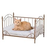Dog Bed Couch, Cat Bed, Metal Frame Pet Sofa, Pet Sleeping Beds with Washable Cover, Min-Medium Dog Sofa for Pet Rest (Gold)