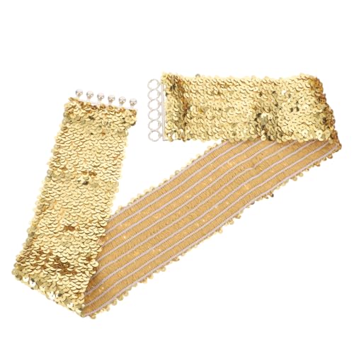 Beaupretty Wide Shiny Sequin Waist Belt for Women Stretchy Elastic Dress Belt Decorative Belt for Weddings Parties Special Occasions Comfortable Unique Design