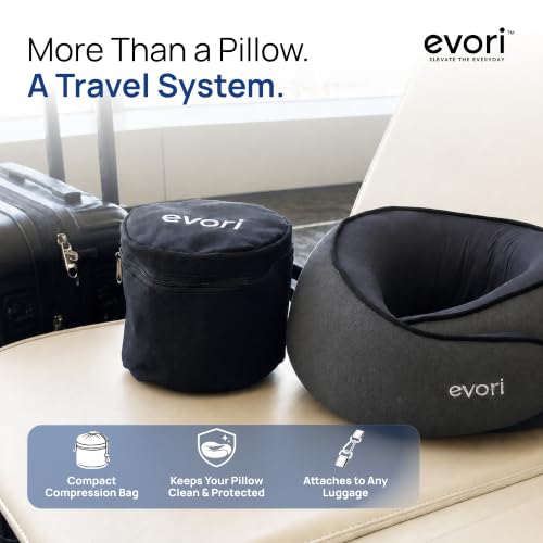Evori Oreiller cervical de voyage en mousse à mémoire de forme, support à 360° pour avion et voiture – Image 5