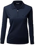 Xpril Womens Sporty Fabric left zip up style point Long Sleeve Collar T-shirt