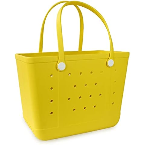 angilifan X Large Rubber Waterproof Beach Tote Bag, Washable Anti-tip Durable Beach Storage Basket Hole Opening Tote Bag Cover