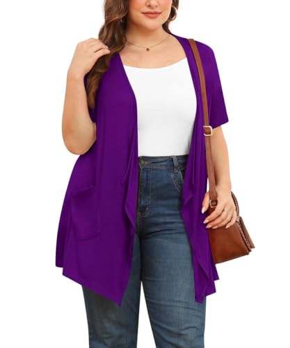 Image of TIANZHU Plus Size Cardigan for Women Lightweight Short Sleeve Summer Dressy Light Cardigan