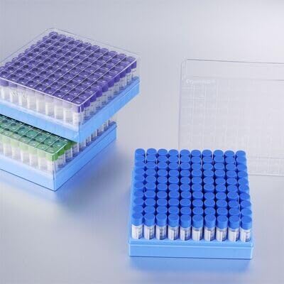 Racked Vials – 0,5 ml Röhrchen + 1-Zoll-Box (100 Plätze), 6 Beutel/Packung, 2 Packungen/Karton, Stabil Von -196 °C bis 121 °C, grün Decke