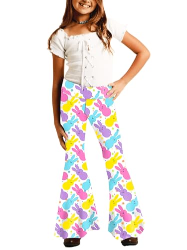 Image of Deerose Girls Halloween Hippie Bell Bottom Pants High Waist Flare Pants 5-14 Years