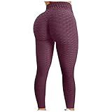 Women's Clothing Sale Leggings Set High Waisted Leggings for Women Butt Lift Yoga Pants Honeycomb Seamless Scrunch Butt Gym Yoga Shapewear Leggings Wine L