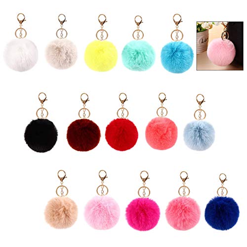 XLKJ 15 Pièce Porte Clé Pompon Pendentif pour Sac à Main/Voiture/Téléphone/Mariage/Pochette