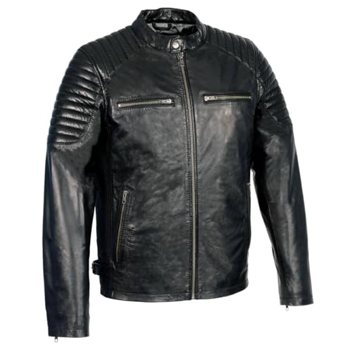 Image of Milwaukee Leather SFM1840 Men's 'Quilted' Black Leather Fashion Jacket with Snap Button Collar