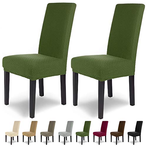 Housses de chaises SCHEFFLER-Home Luna 2 Set, Chenille élastiques Couverture Stretch, Couvre revêtement de Chaise, Vert