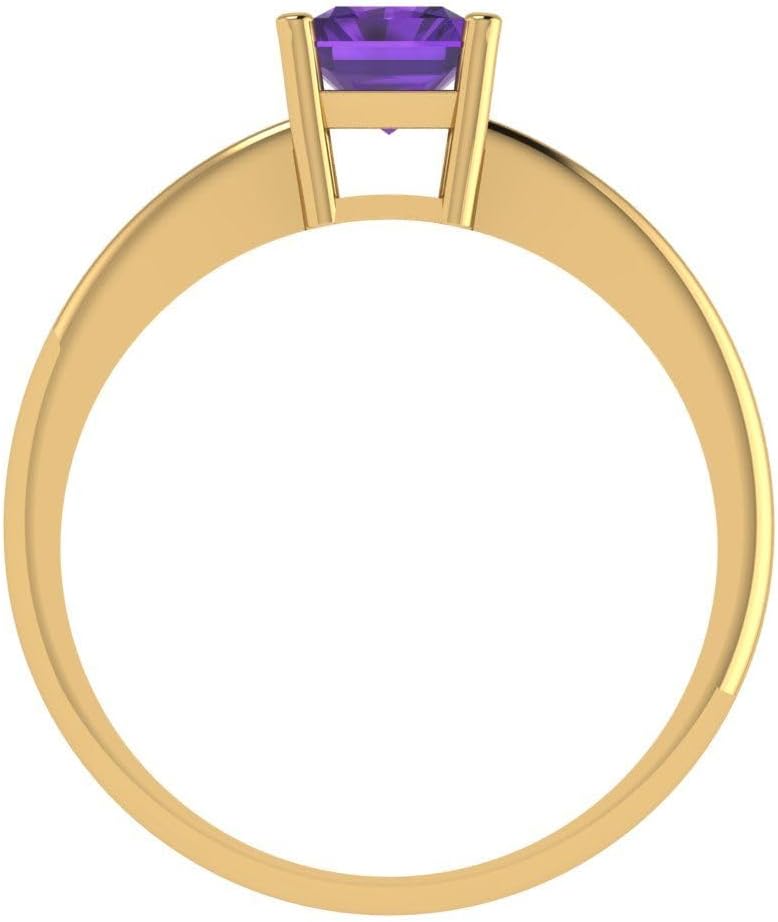 Clara Pucci 14K Solid Yellow Gold 1 ctw Amethyst Solitaire Ring for Women | Anniversary, Birthday Gift | 7x5mm Radiant Cut - Image 4