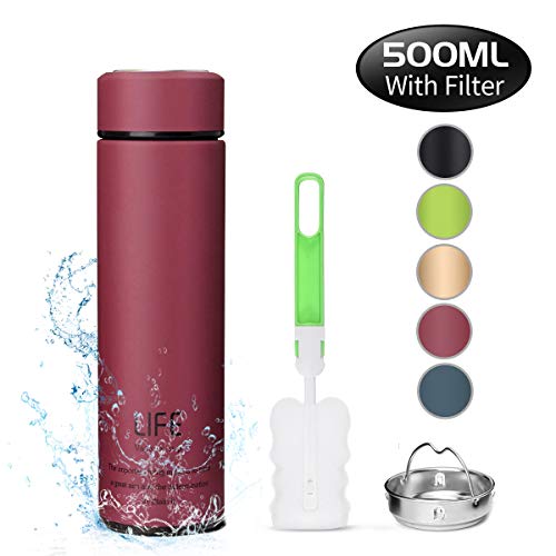 king do way Botella de Agua de Acero Inoxidable 500ML, Termo Sin BPA Ecológica, Botellas Termica Reutilizable Frascos Térmicos para Al Aire Libre, Yoga, Escuela, Niño