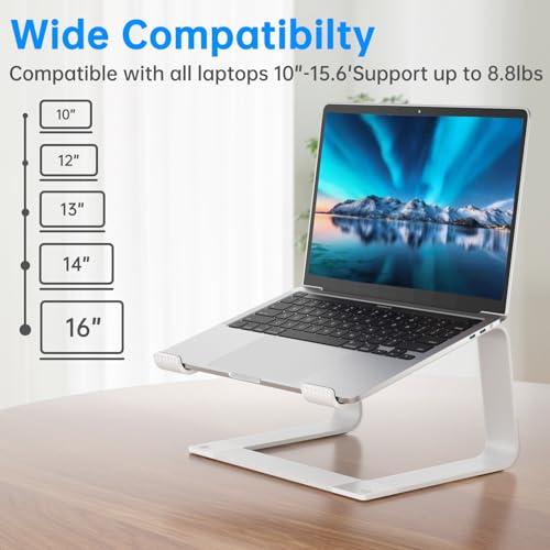 Laptop Stand for Desk Detachable Aluminum Computer Riser Portable Metal Notebook Printer Stand Holder Compatible with MacBook Air, Pro, Dell, HP, Lenovo and All 10-16" Laptops, Silver - Image 4