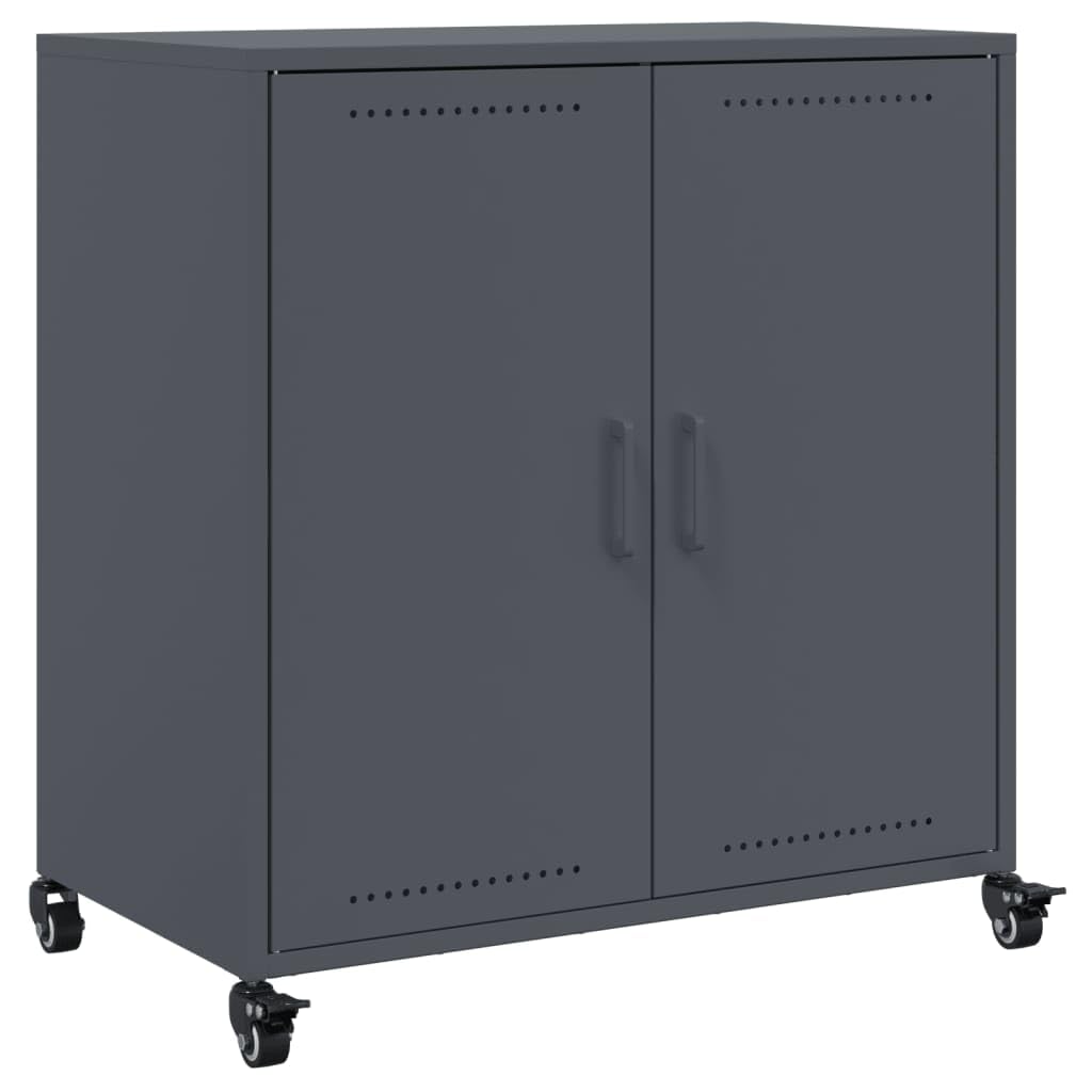 Buffet anthracite 68 x 39 x 72 cm en acier avec roulettes