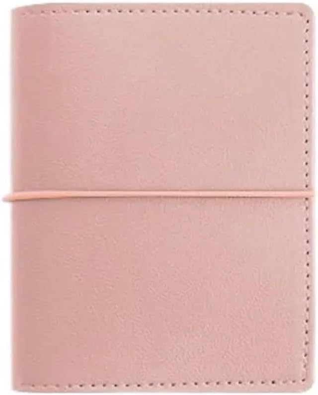 Creative M5 Loose Leaf Notebook Blank Page PU Leather Mini Pocket Diary 50 Sheets DIY Binder Student(Pink)