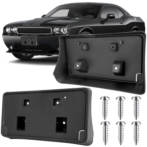 Image of License Plate Bracket Accessories for Dodge Challenger 2010-2026 (Not Fit Widebody Models), Front Bumper License Plate Holder Replacement Frame Black Mount