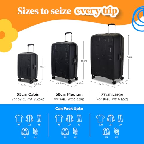 Image of American Tourister Ivy 2.0 | Small Size Cabin Trolley Bag (55 cm) | 360 8 Wheel Travel Luggage | Hard Case Polypropylene (PP) Suitcase | Combination Lock | Black
