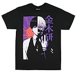 Tokyo Ghoul Men's Ken Kaneki Split Face Graphic Anime T-Shirt (X-Small) Black