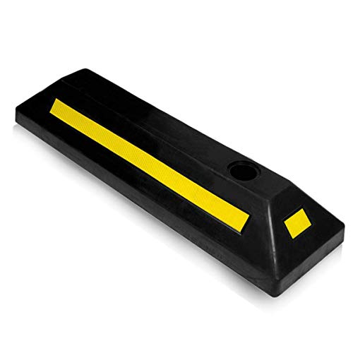 Zone Tech Heavy Duty Vehicle Rubber Parking Guide - 1 Pc Premium Quality Durable Car, Van, Truck Garage Driveway Floor Wheel Stopper Professional Grade Parking with Reflective Tape