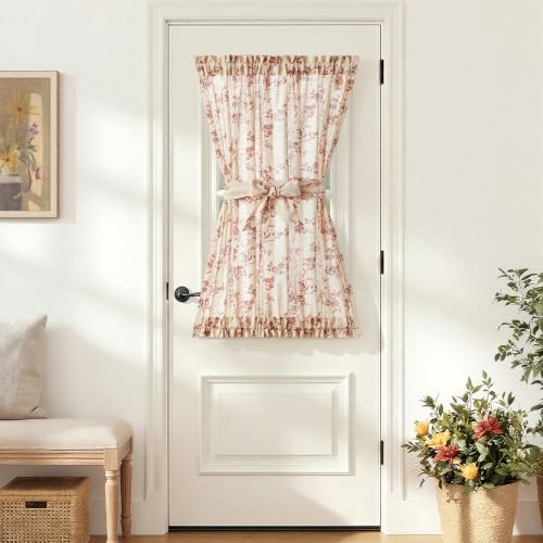 Image of jinchan Terracotta Linen French Door Curtain 40 Inch Rod Pocket 1 Panel
