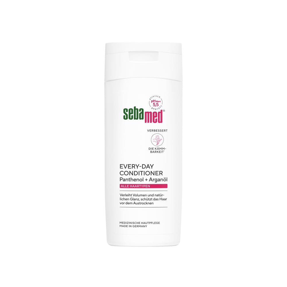 Sebamed Every Day Conditioner 200 ml, verleiht Volumen und natürlichen Glanz, schützt das Haar vor dem Austrockenen, mit Panthenol und Arganöl, verbessert die Kämmbarkeit, für alle Haartypen geeignet