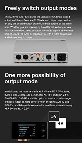Image of Topping D70PRO Sabre DAC ES9039SPRO XU316 Bluetooth 5.1 LDAC Aurora UI Colour Display RCA & XLR Output HiFi Decoder with Remote Control(Black)