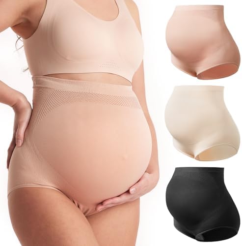 Momcozy Women's Maternity High Waist Underwear Pregnancy Soft Seamless Maternity Underwear Over Bump