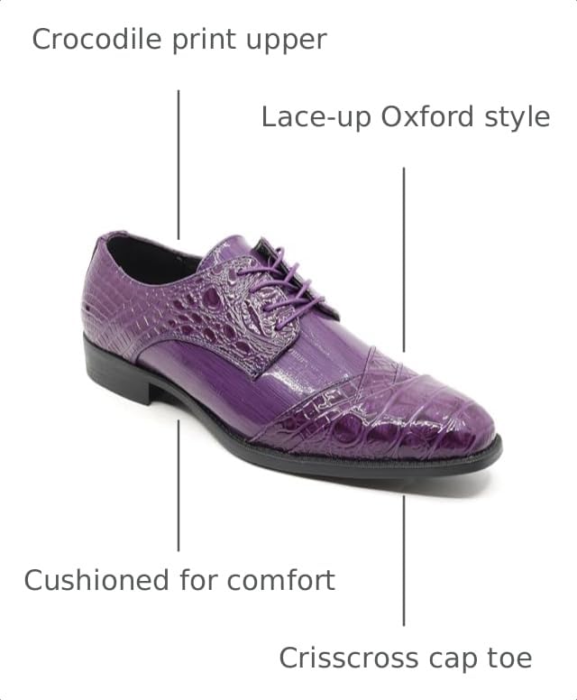 Image of Metrocharm Men's Formal Fashion Tuxedo Wedding Lace Up Cap Toe Dress Shoe croco-04