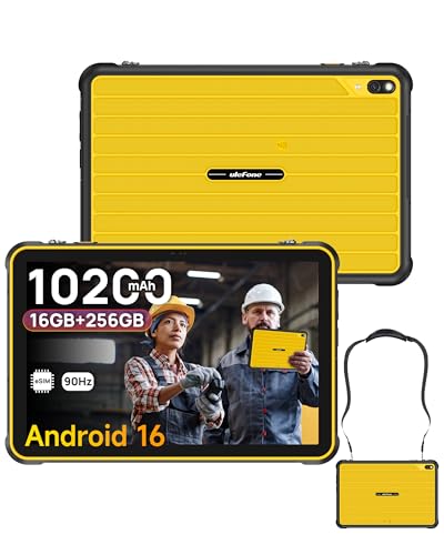 Ulefone RugKing Pad 2 Pro Tablet Rugerizada Android 16, 10200mAh, 10.1” Pulgadas 600 nits, 16GB+256GB IP69K Rugged, 4G LTE eSIM, 48MP Cámara IP68K Antigolpes, Lámpara, Dual SIM/OTG/NFC/GPS/Naranja