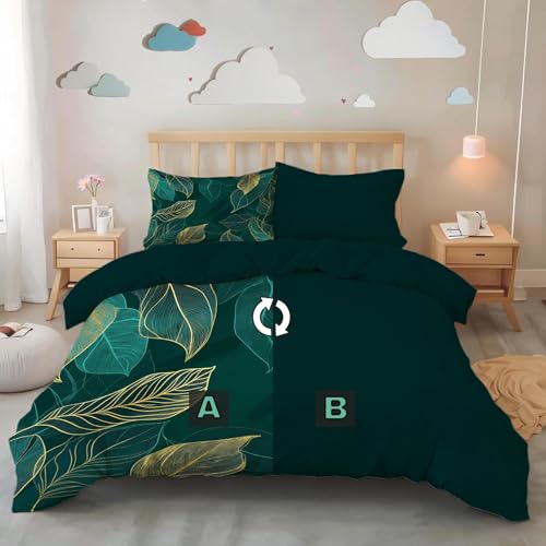 Parure housse couette microfibre émeraude avec fermeture éclair