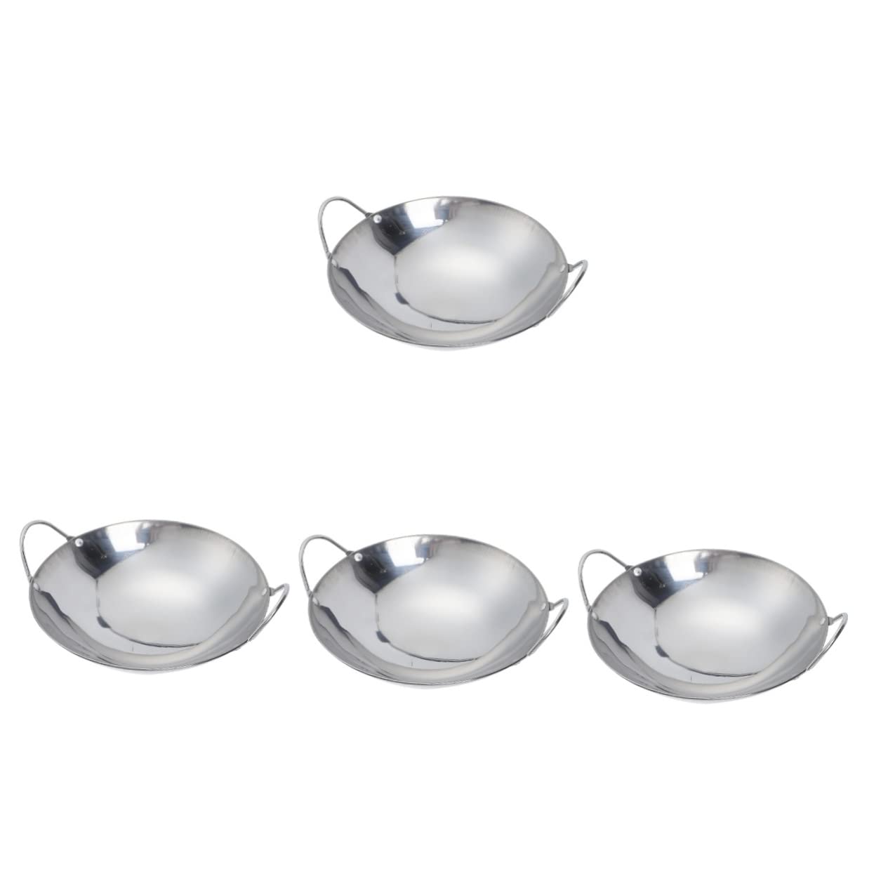 5 uds Pulgadas de Cocina con Mango Grueso de Acero freír Inoxidable Redondo hogar Metal Shabu portátil Caliente Doble Utensilios de Cocina Herramienta de Cocina freír Wok Olla sartén (Color : S