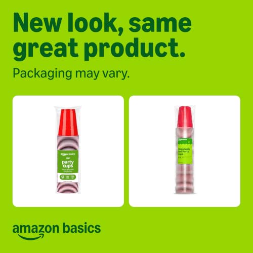 Amazon Basics Disposable Plastic Party Cups, Red, 18oz, 50 Count, Packaging May Vary - image 2