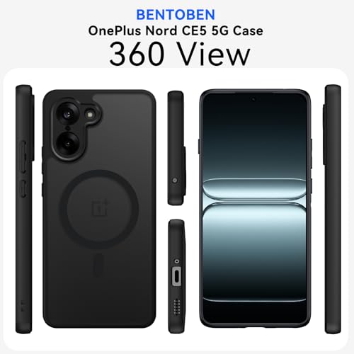 Image of BENTOBEN Hybrid Translucent Matte Back Cover Case for OnePlus Nord CE 5 5G, Full Body Camera Protection, Wireless Charging Compatible, Armor Shockproof Bumper Case for OnePlus Nord CE 5 5G, Black