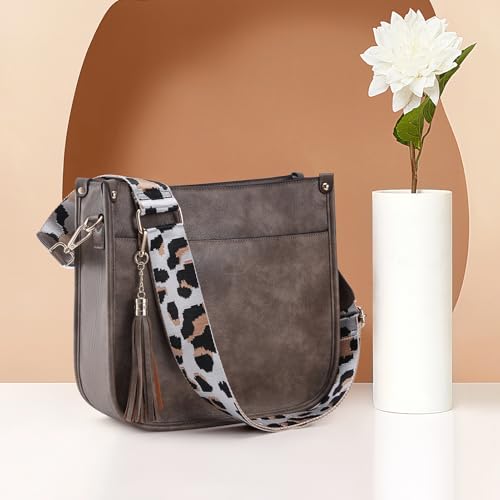 Image of HKCLUF Crossbody Bag Purse for Women 2PCS /Set Leather Hobo Handbag Wallet Set With 2Adjustable Guitar Strap Shoulder Bag | Purse