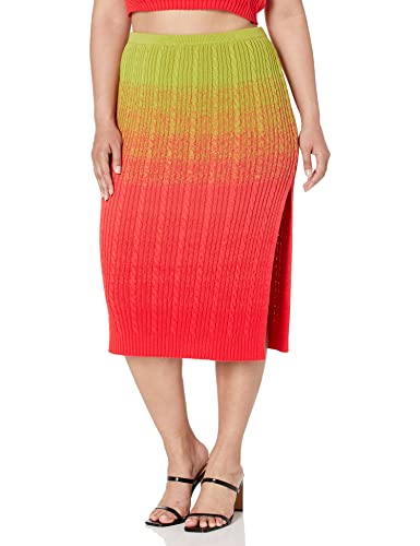 The Drop Women's Lola Ombre Midi Skirt, Red Ombre, 3X, Plus Size #TOP4