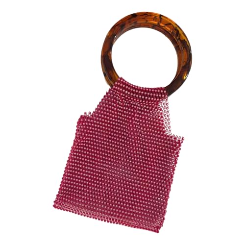 Xanorrg Organizador De Monedero Hecho A Mano con Adornos para Teléfono Cosméticos Bolsa Almacenamiento Diamantes Imitación con Elegante Transporte Bolsa Cosméticos Tejida A