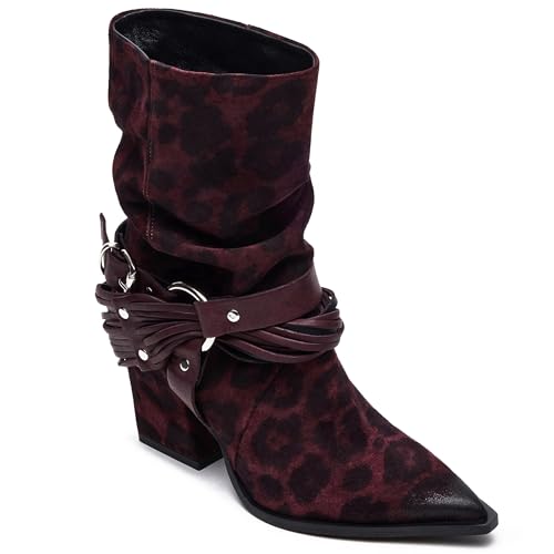 Cowboy Boots for Women Chunky Heel Cowgirl Boots Pull on Suede Western Ankle Booties Country Concerts Riding Office Fall Shoes Short Boot2