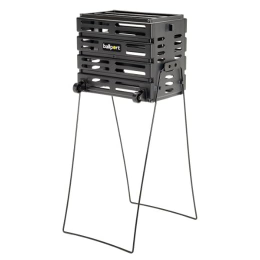 Tourna Ballport Deluxe Tennis Ball Hopper with Wheels - Holds 80 Balls, Black