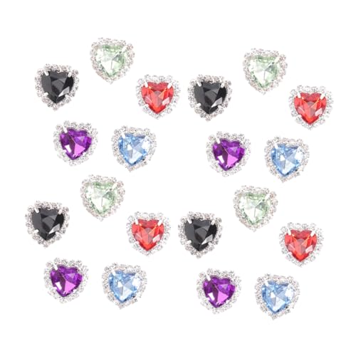 Botones Corazón con Cristales de Base Metálica Resistente para Alta Costura 2