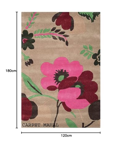 Image of Carpet Mahal Export Quality Tuffted Pure Woollen Carpet for Living Room Bedroom Size 4 x 6 feet (120X180 Cm) Color-Multi
