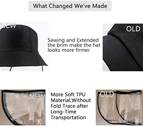 FINEST+ Safety Face Shield Protective Bucket Hat, UV Sun Protection Full Protective Hat Cover Outdoor Fisherman Adjustable Hat for Men and Women