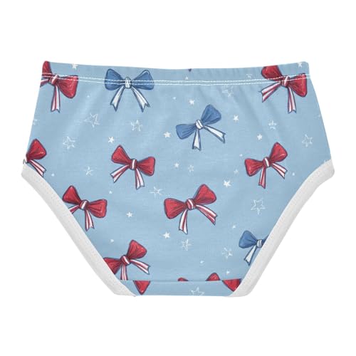 Wusikd Red White Blue Bows (2) Girls' Underwear Cotton Girls Briefs Soft Toddler Underwear 2T2